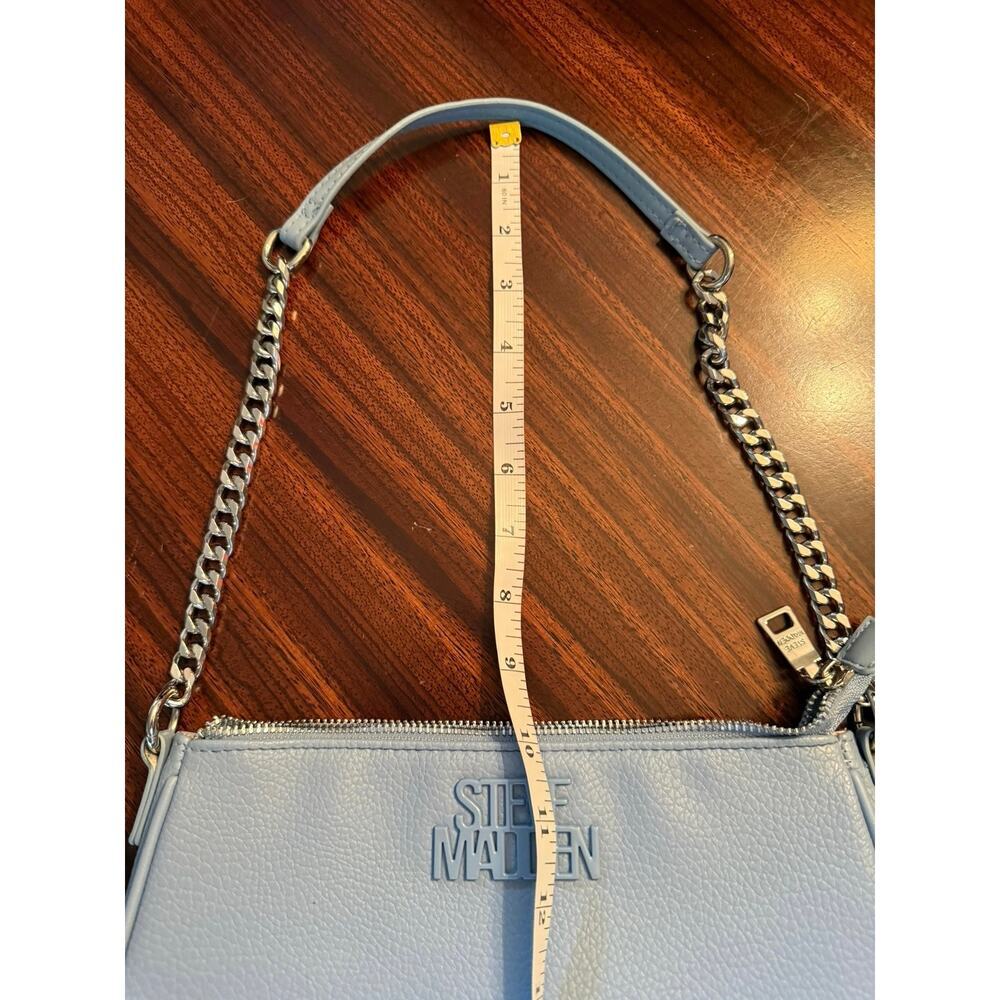 Steve Madden Blue Faux Leather Silver Chain Shoulder Bag Small Logo - Picture 8 of 8